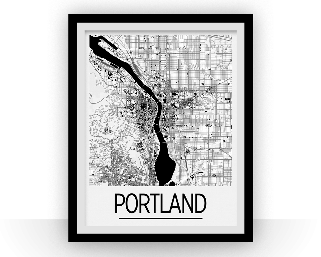 Portland Map Poster - usa Map Print - Art Deco Series