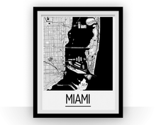 Load image into Gallery viewer, Miami Map Poster - usa Map Print - Art Deco Series
