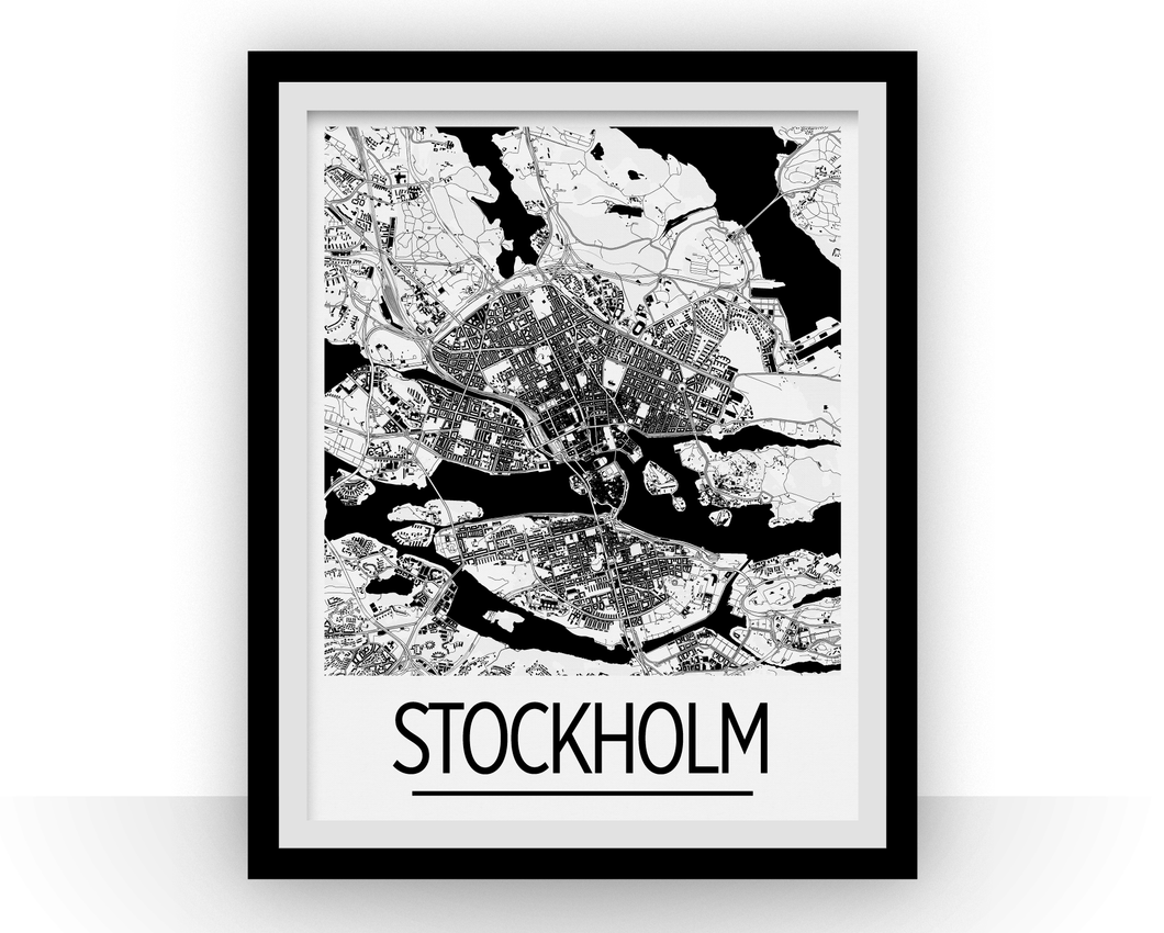 Stockholm Map Poster - sweden Map Print - Art Deco Series