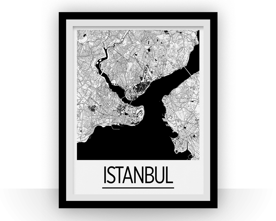 Istanbul Map Poster - turkey Map Print - Art Deco Series