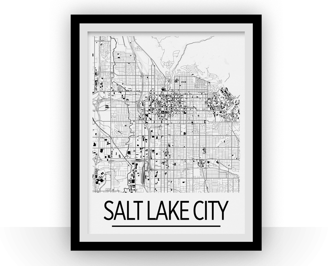 Salt Lake City Map Poster - usa Map Print - Art Deco Series