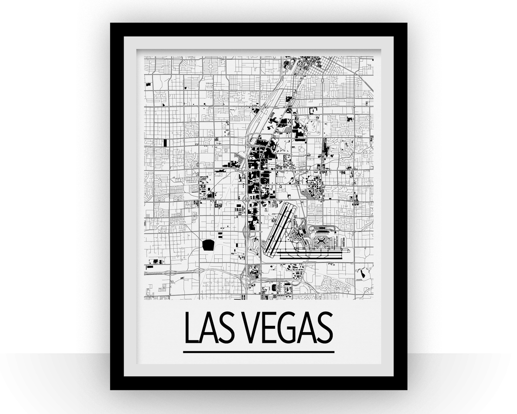 Las Vegas Map Poster - usa Map Print - Art Deco Series