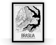 Load image into Gallery viewer, Brasilia Map Poster - Brazil Map Print - Art Deco Series
