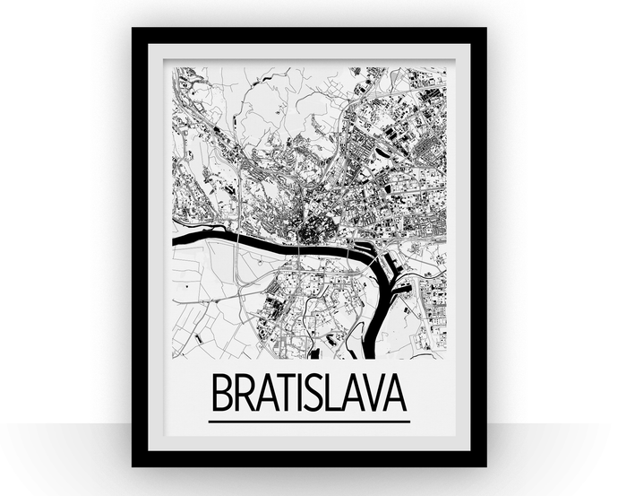 Bratislava Map Poster - Slovakia Map Print - Art Deco Series