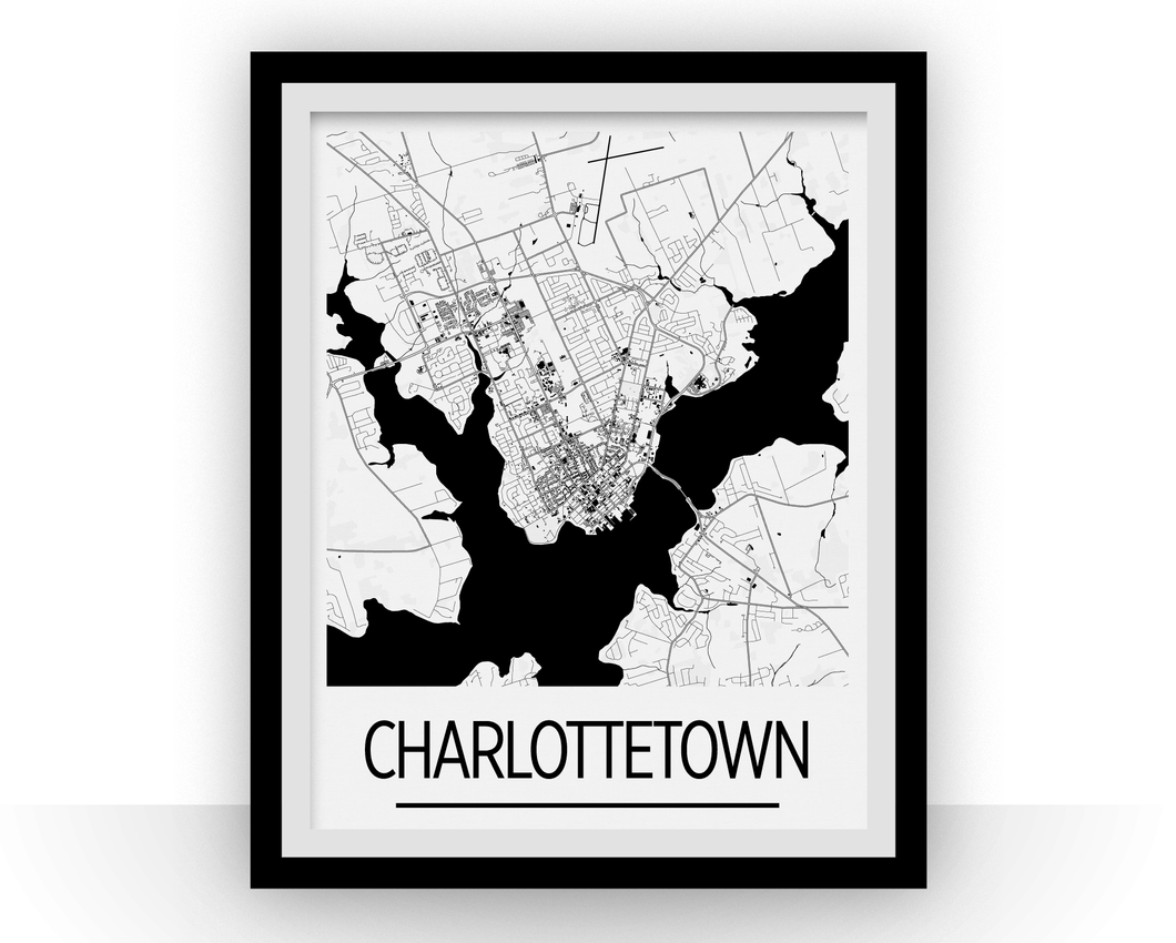 Affiche cartographique de Charlottetown PEI - Style Art Déco
