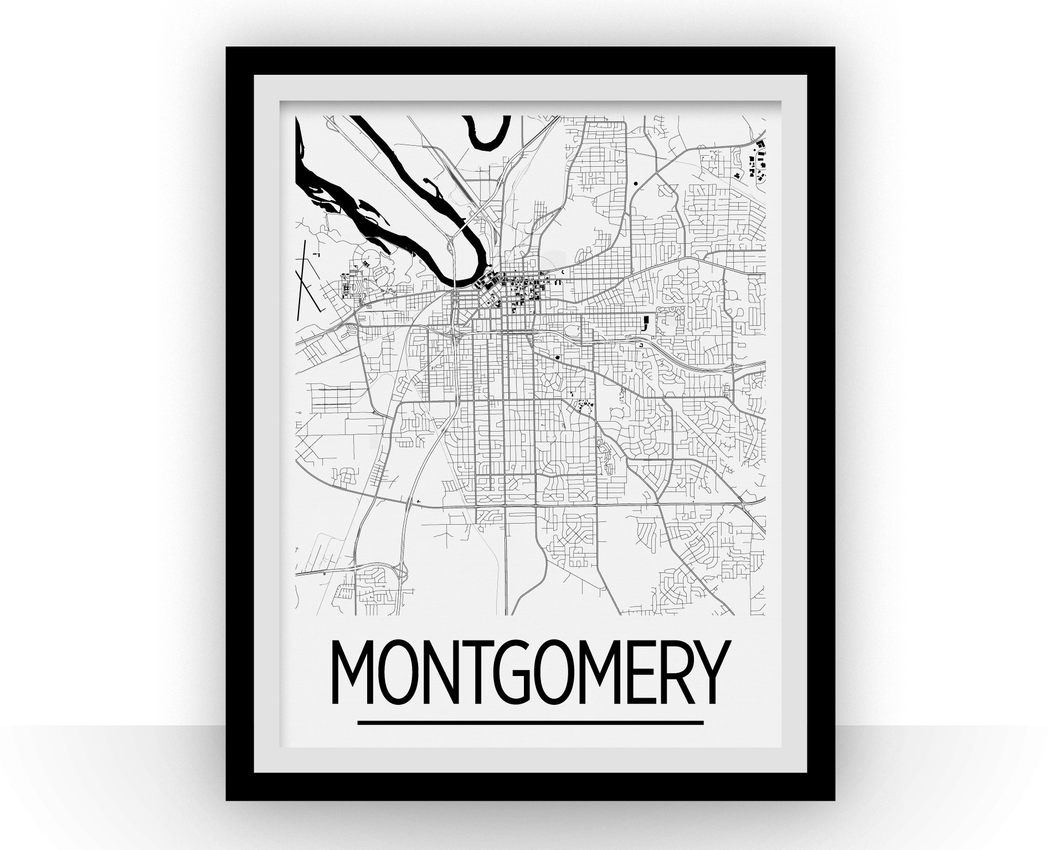 Montgomery Map Poster - usa Map Print - Art Deco Series