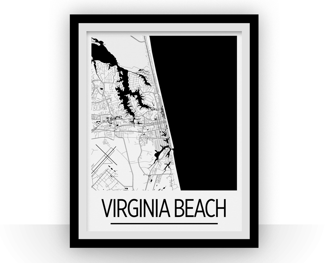 Virginia Beach Map Poster - usa Map Print - Art Deco Series