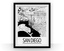 Charger l&#39;image dans la galerie, San Diego Map Poster - usa Map Print - Art Deco Series
