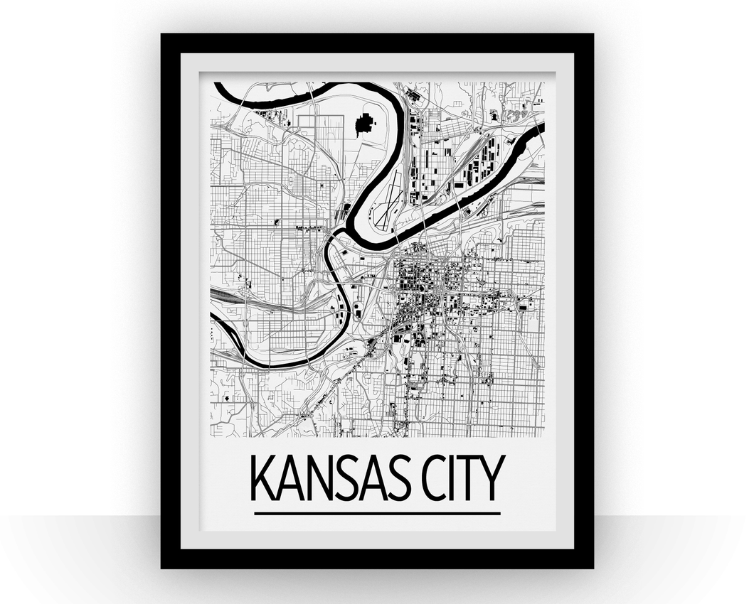 Kansas City Map Poster - usa Map Print - Art Deco Series