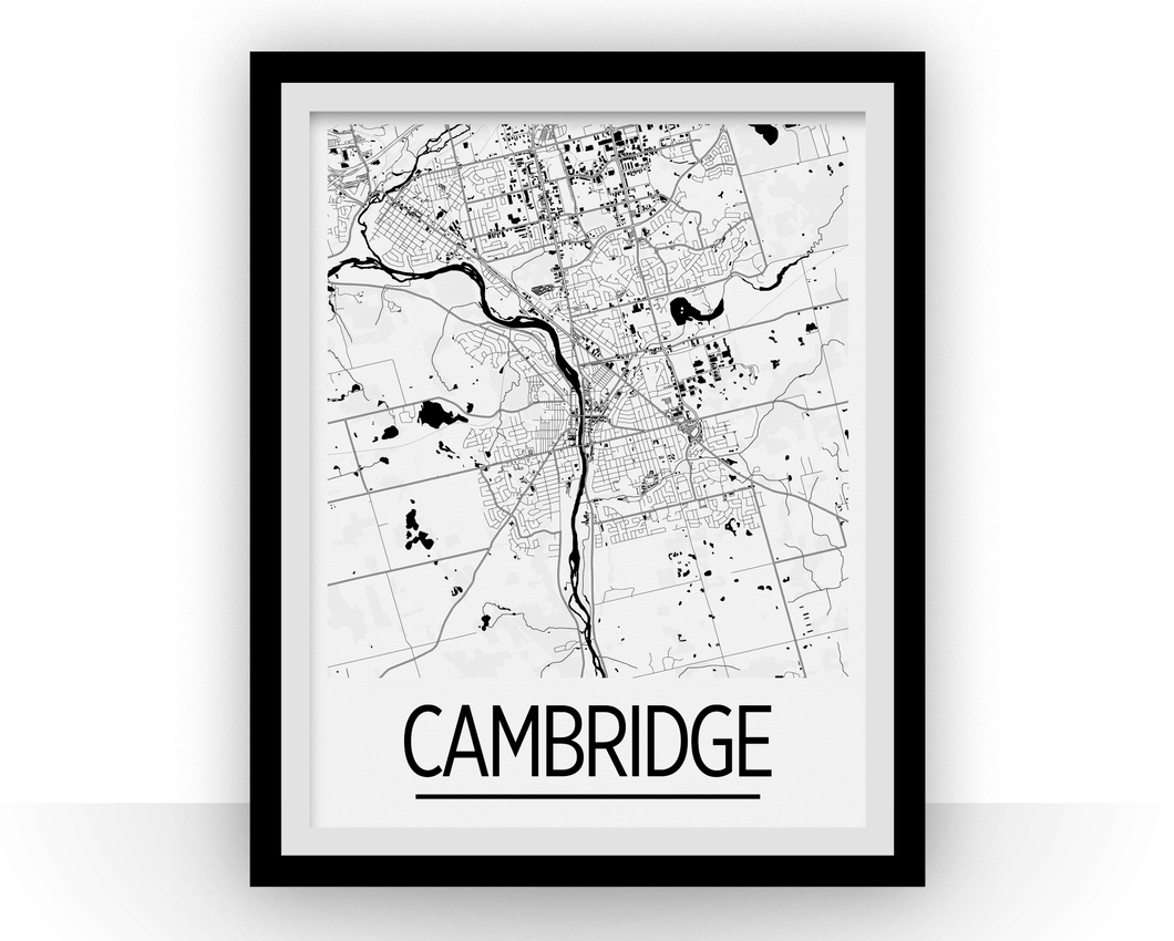 Cambridge Ontario Map Poster - Ontario Map Print - Art Deco Series