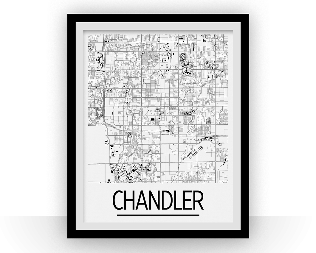 Chandler Map Poster - usa Map Print - Art Deco Series