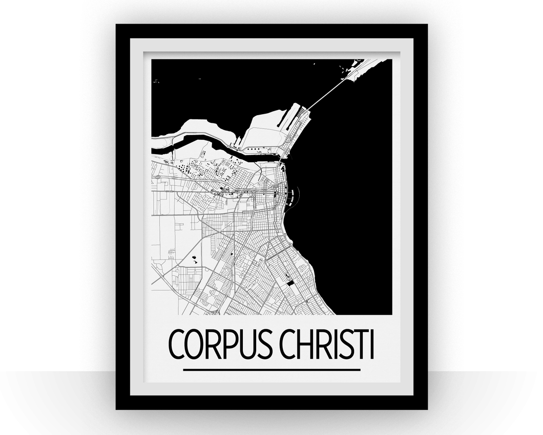 Corpus Christi Map Poster - usa Map Print - Art Deco Series