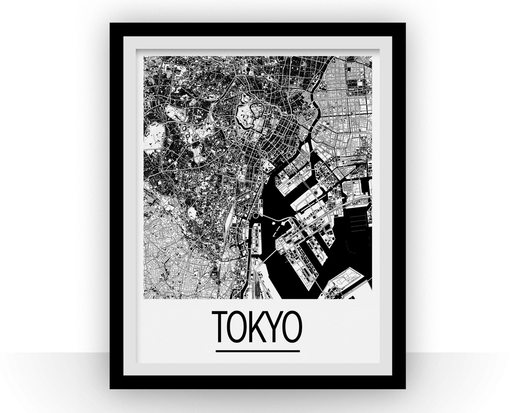 Tokyo Map Poster - japan Map Print - Art Deco Series