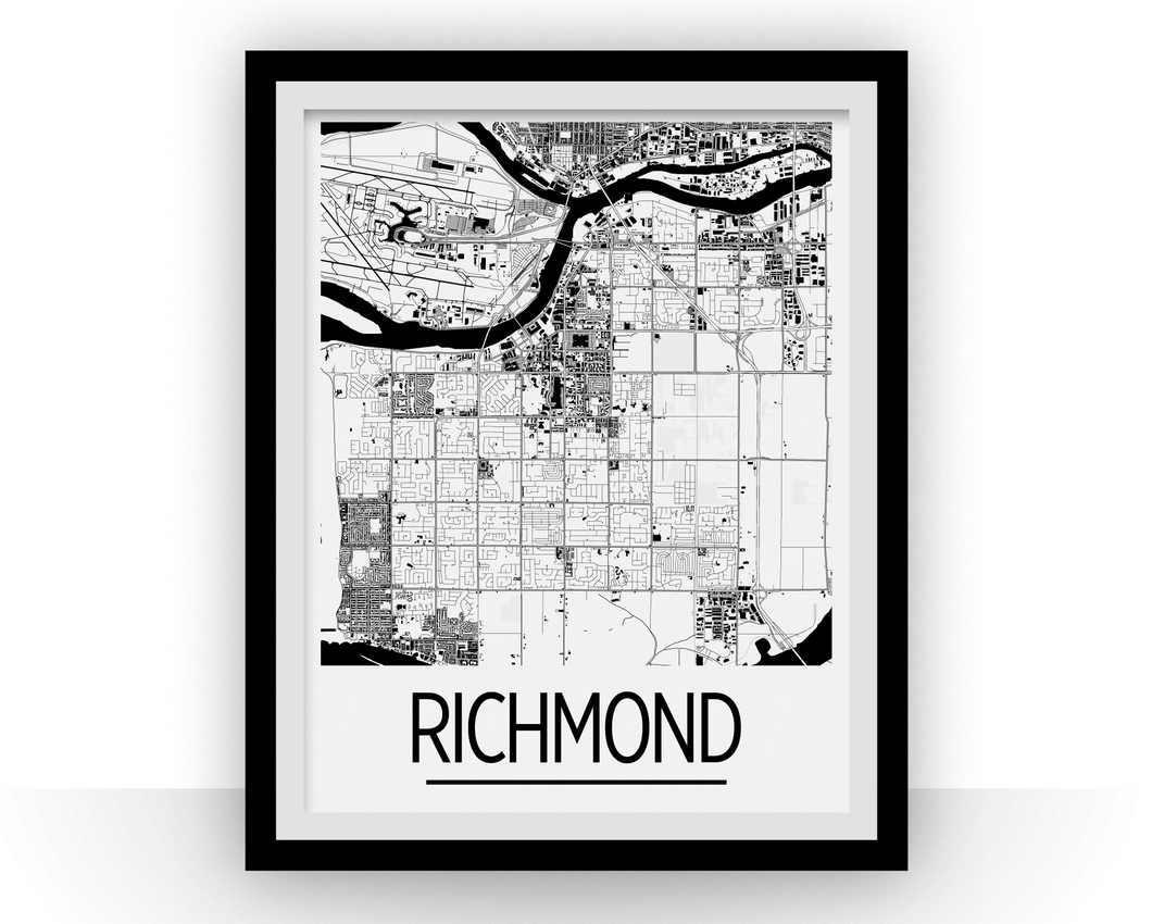 Affiche cartographique de Richmond British Columbia - Style Art Déco