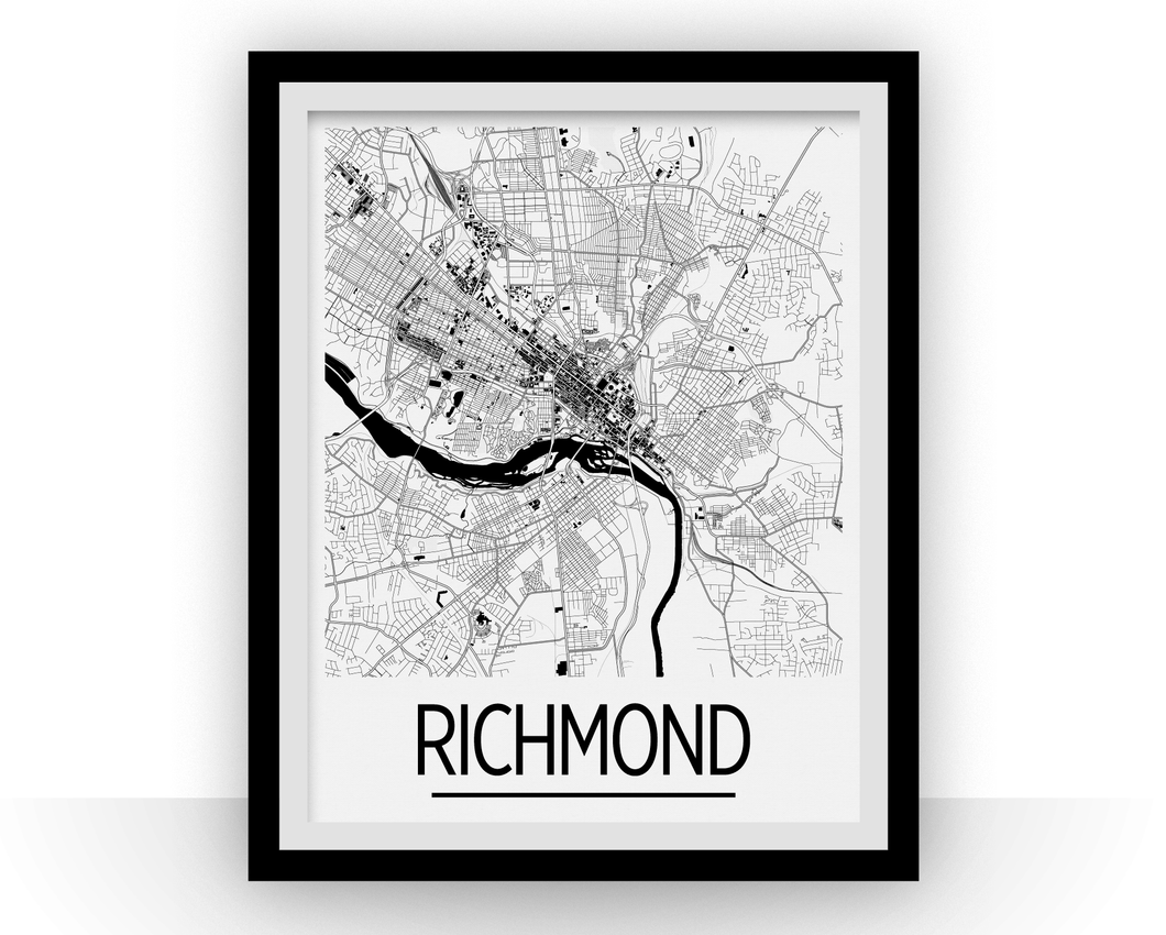 Richmond Map Poster - usa Map Print - Art Deco Series