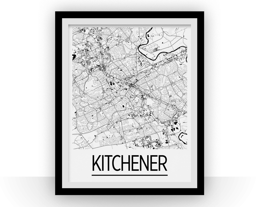 Kitchener Ontario Map Poster - Ontario Map Print - Art Deco Series