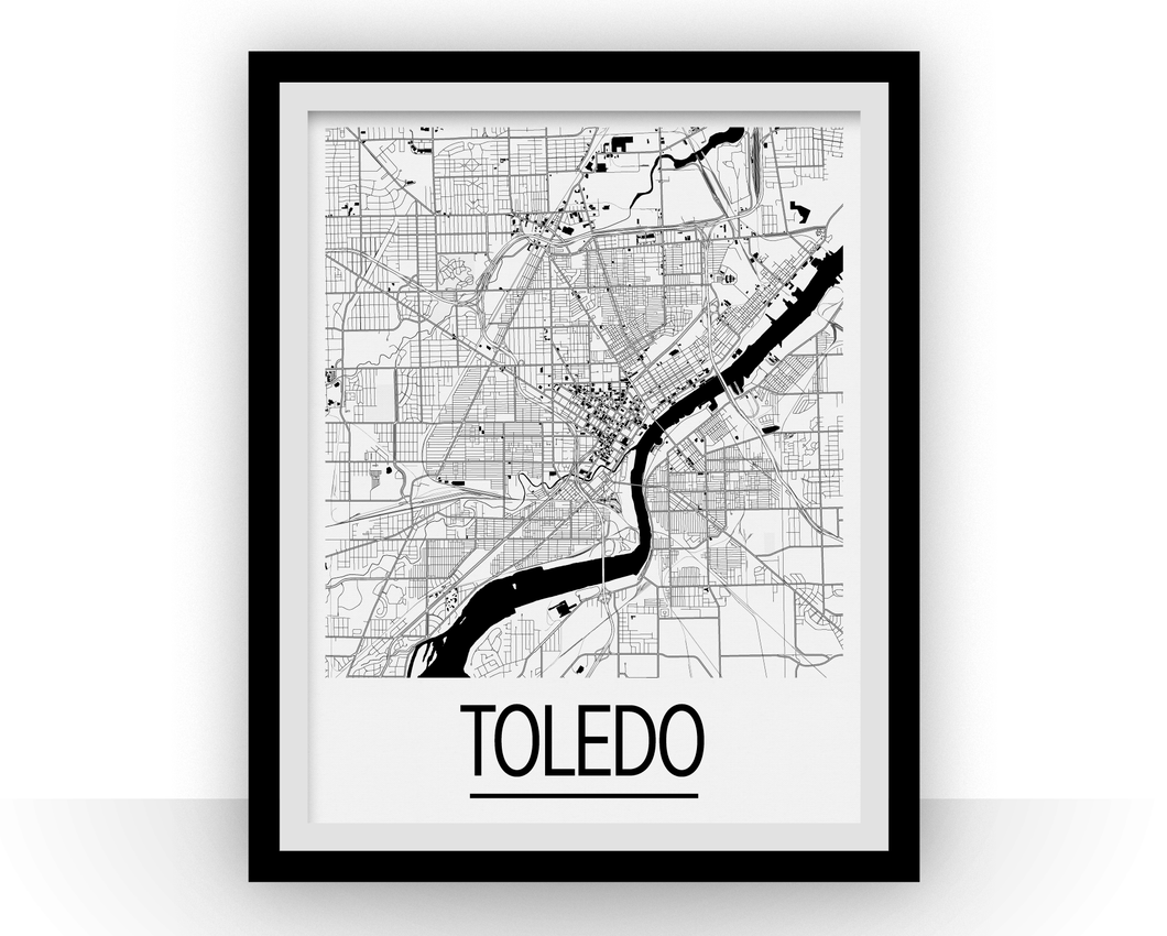 Toledo Map Poster - usa Map Print - Art Deco Series