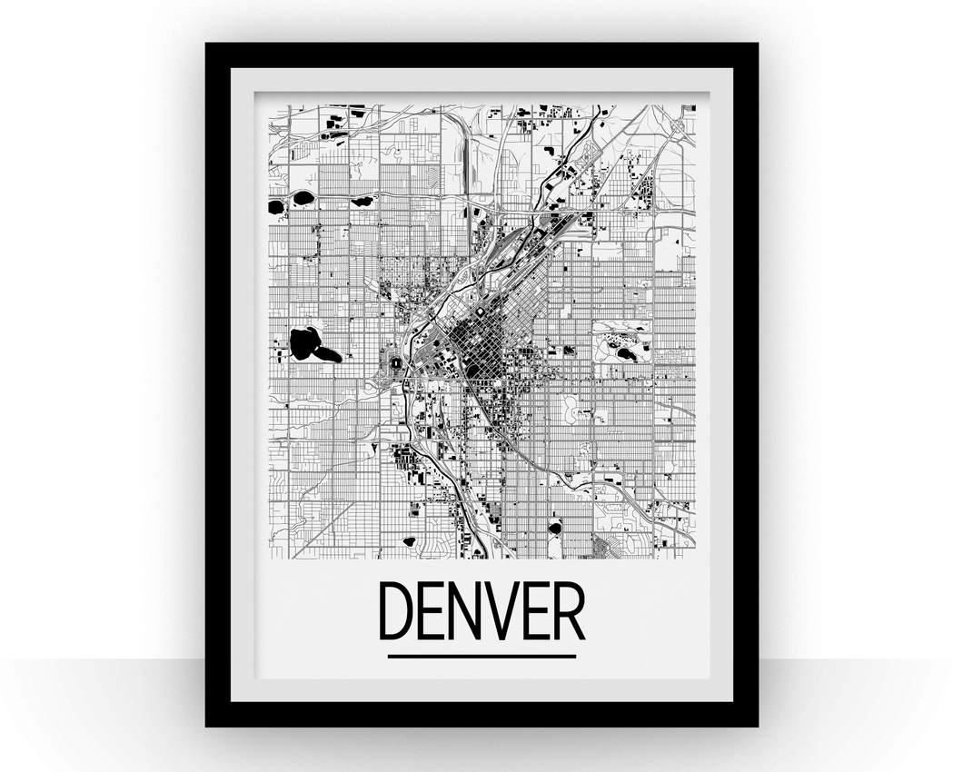 Denver Map Poster - usa Map Print - Art Deco Series