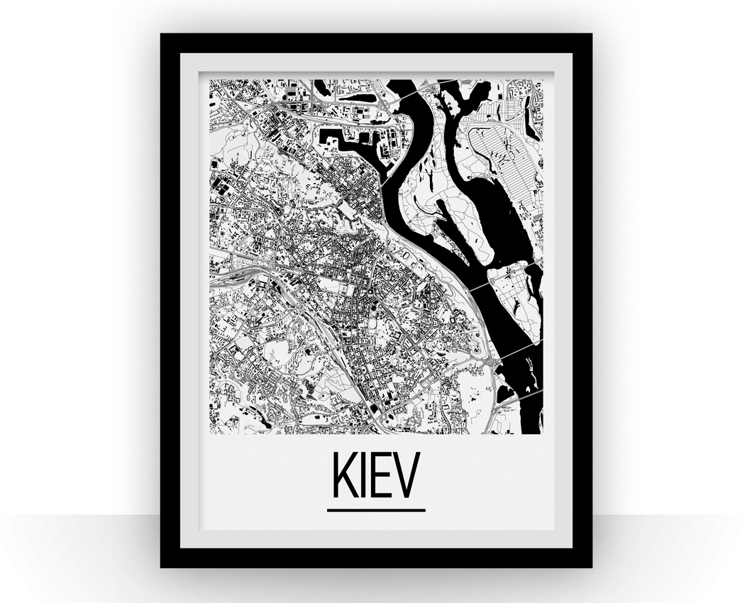 Kiev Map Poster - Ukraine Map Print - Art Deco Series