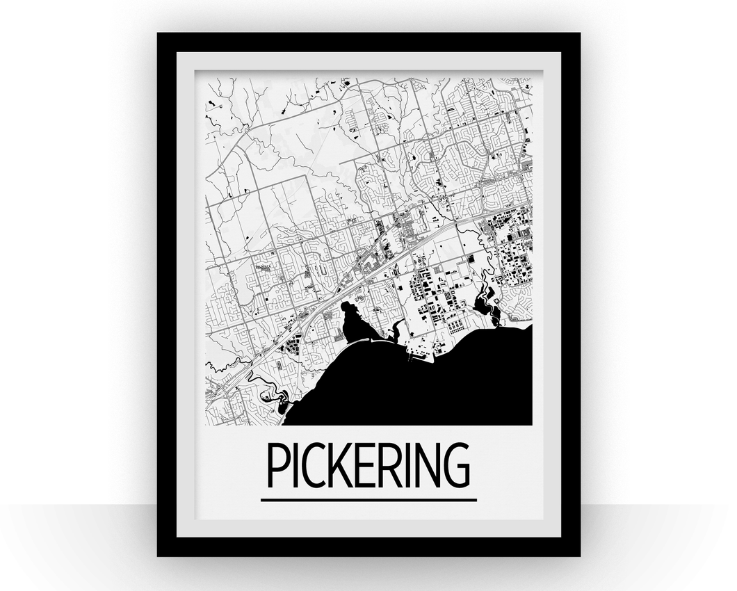 Affiche cartographique de Pickering Ontario - Style Art Déco