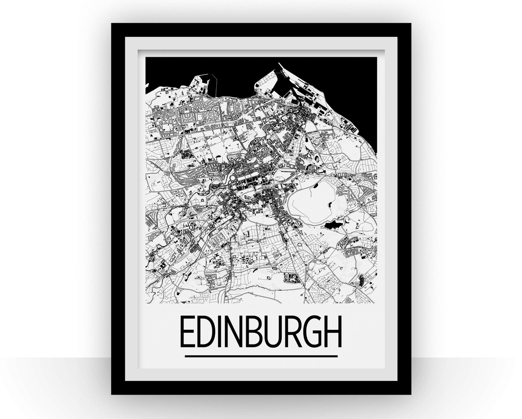 Edinburgh Map Poster - uk Map Print - Art Deco Series