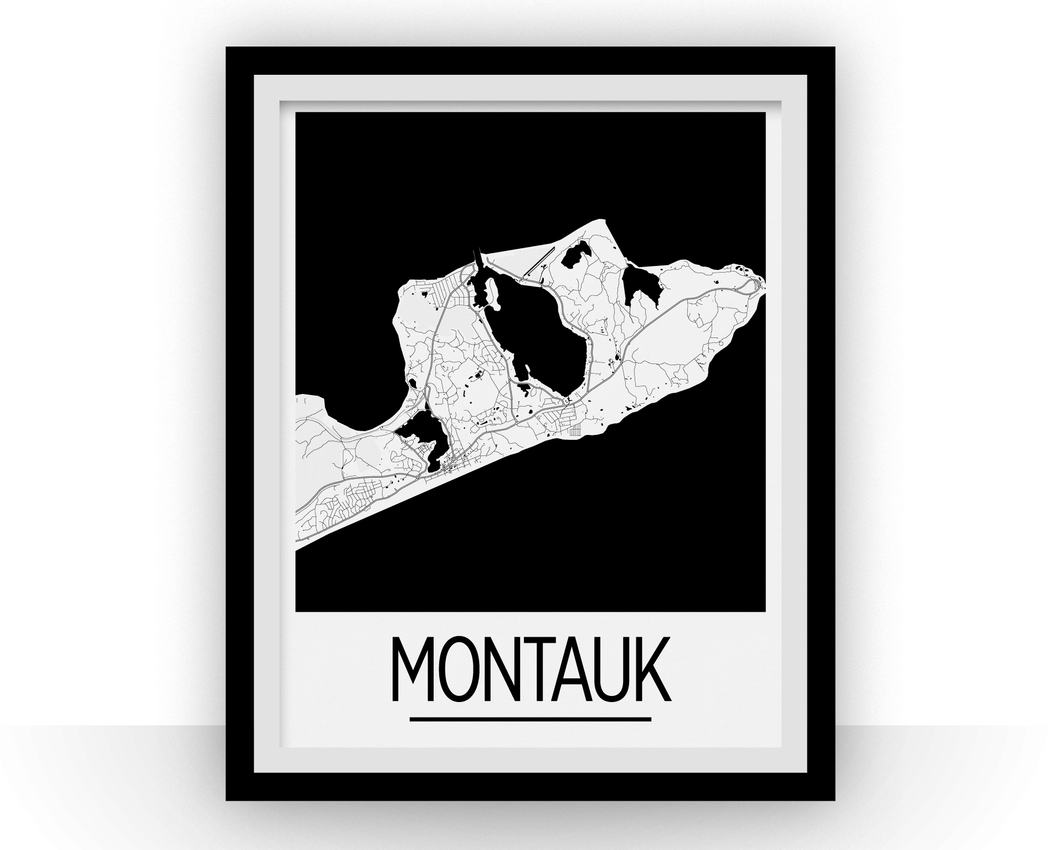 Montauk Map Poster - New York Map Print - Art Deco Series