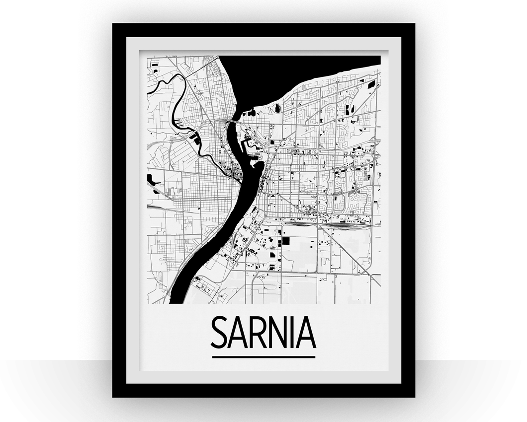 Affiche cartographique de Sarnia Ontario - Style Art Déco