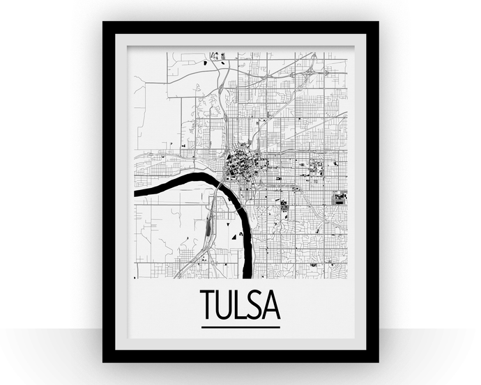 Tulsa Map Poster - usa Map Print - Art Deco Series