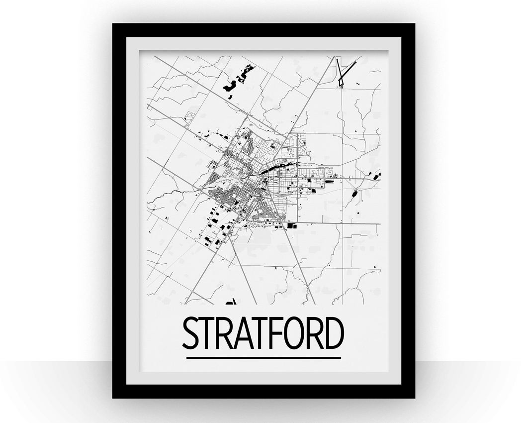 Affiche cartographique de Stratford ON - Style Art Déco