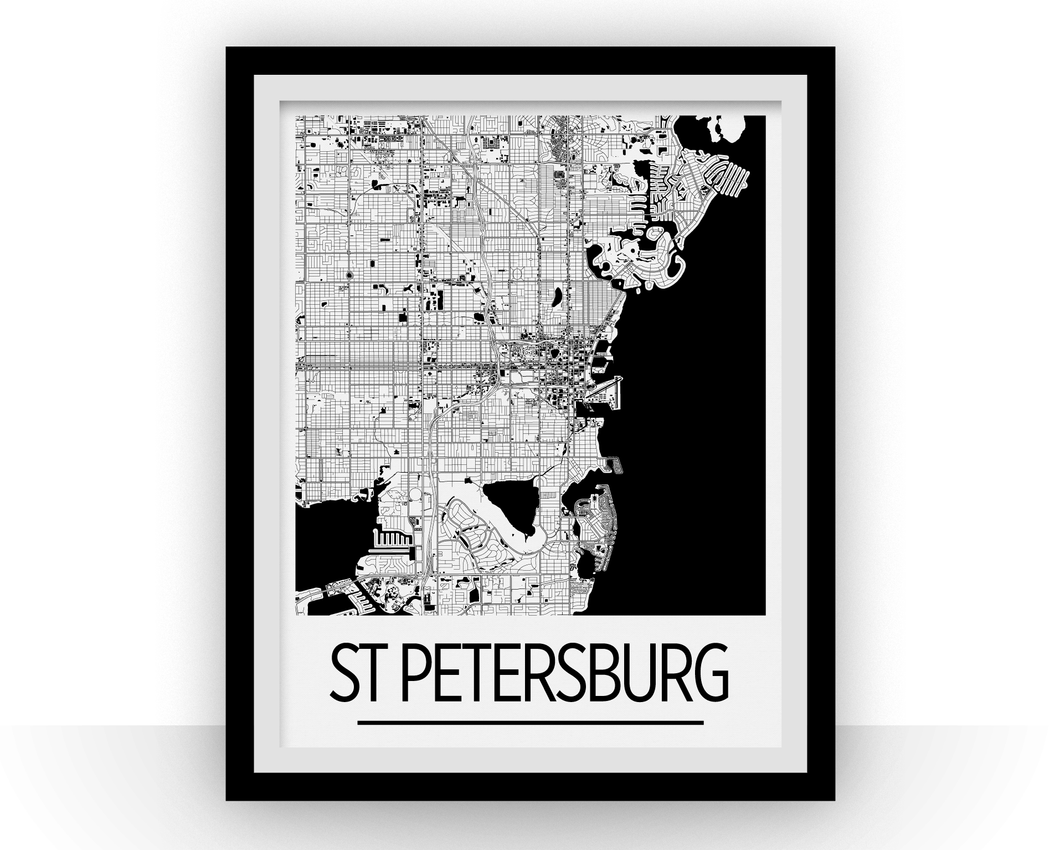 St Petersburg Map Poster - usa Map Print - Art Deco Series