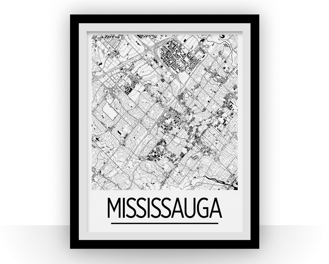 Mississauga Map Poster - Ontario Map Print - Art Deco Series