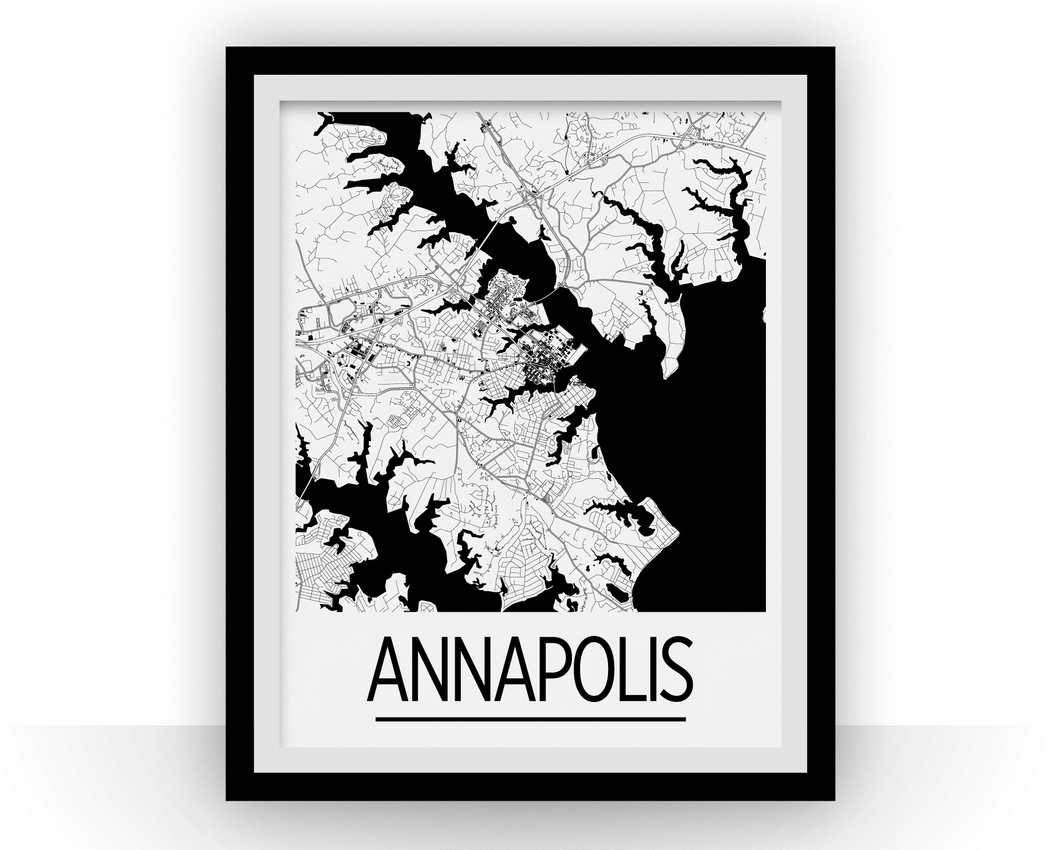 Affiche cartographique de Annapolis - Style Art Déco