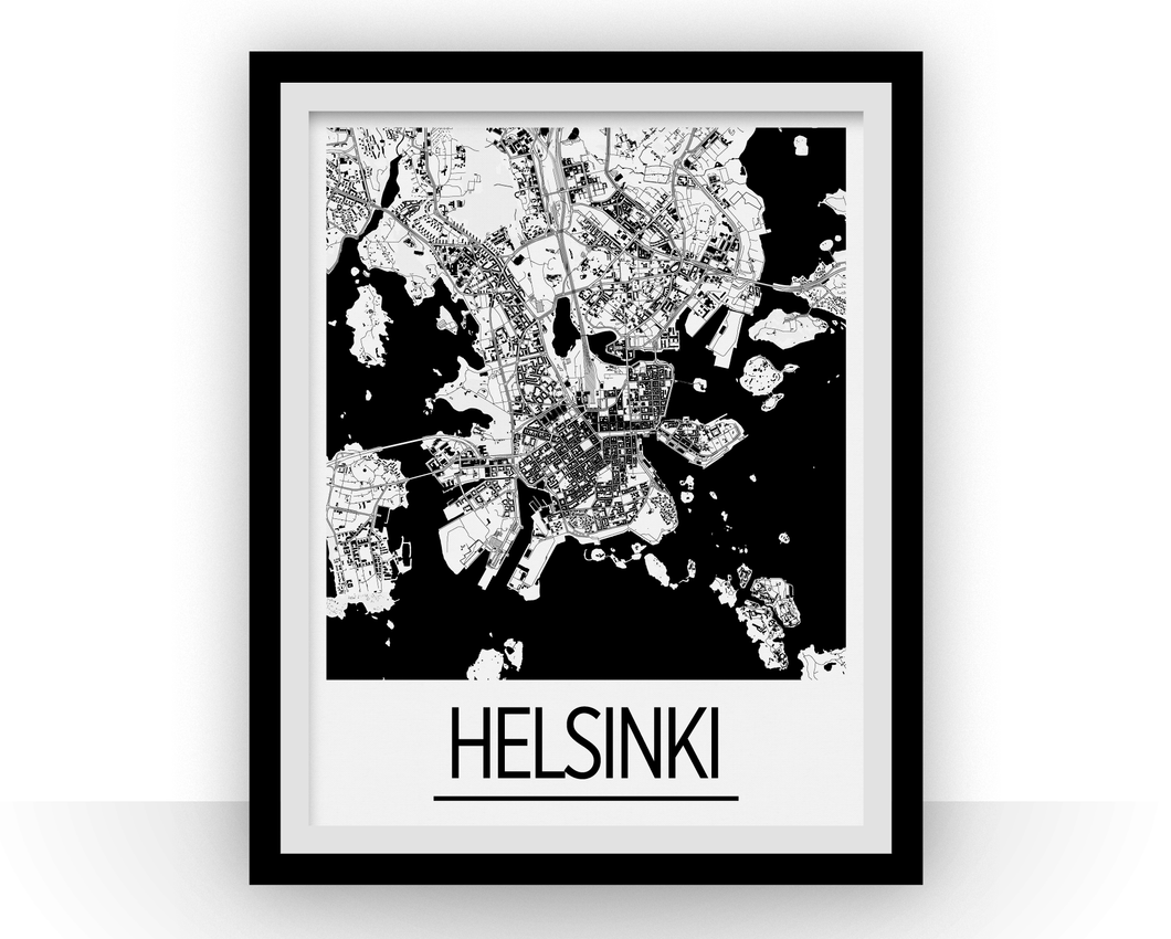Helsinki Map Poster - finland Map Print - Art Deco Series
