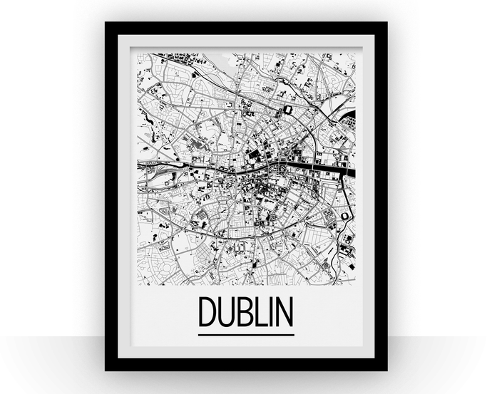 Dublin Map Poster - ireland Map Print - Art Deco Series