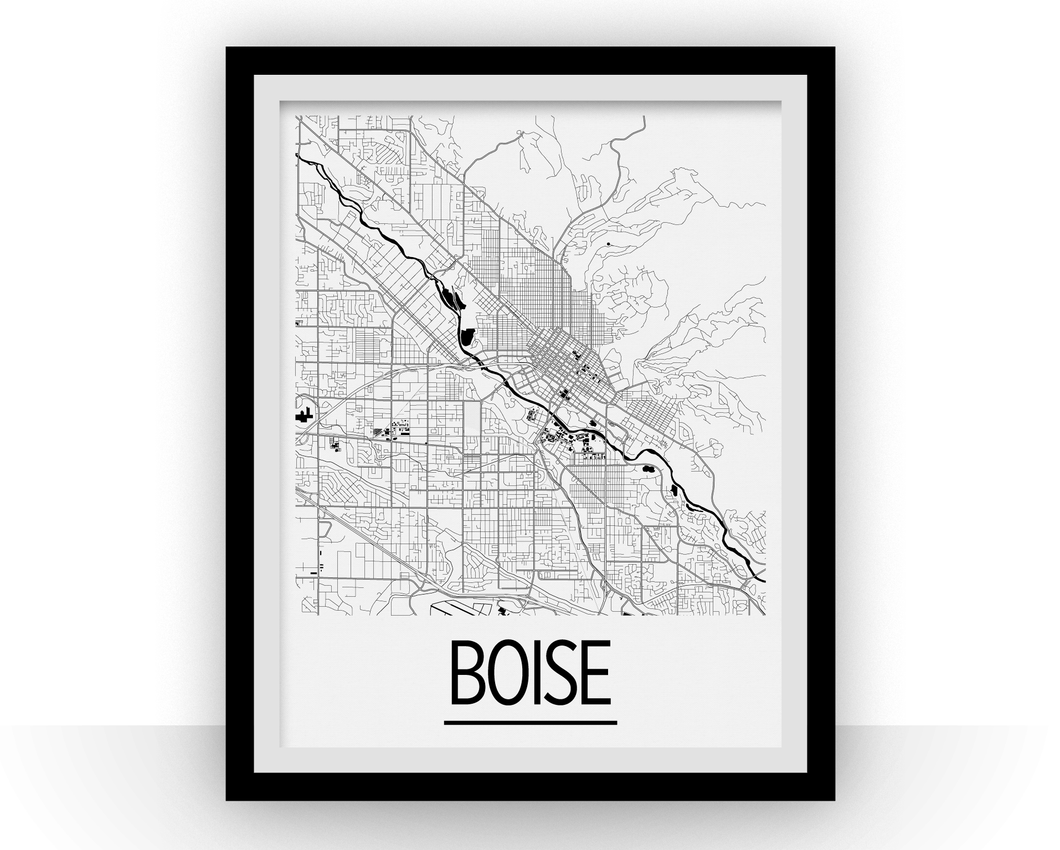 Boise Map Poster - usa Map Print - Art Deco Series