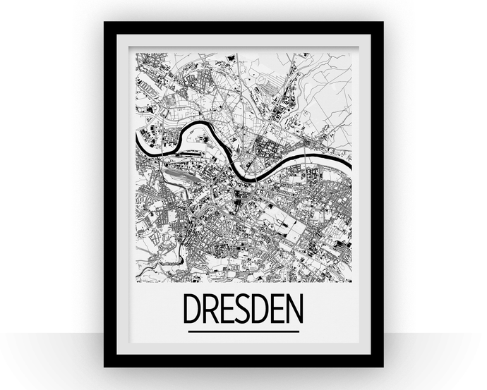 Dresden Map Poster - germany Map Print - Art Deco Series