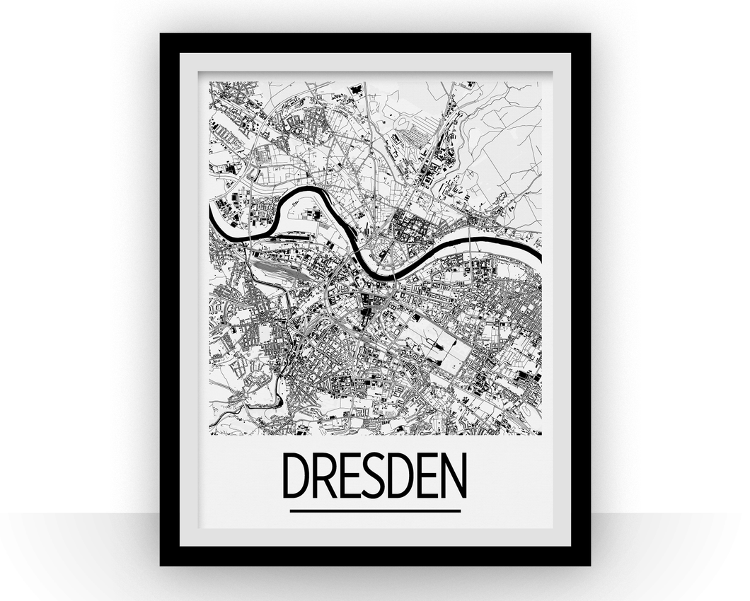 Dresden Map Poster - germany Map Print - Art Deco Series