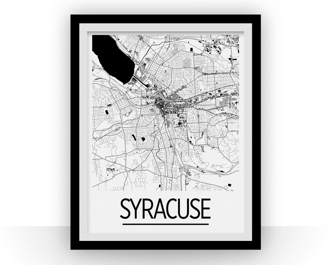 Affiche cartographique de Syracuse - Style Art Déco
