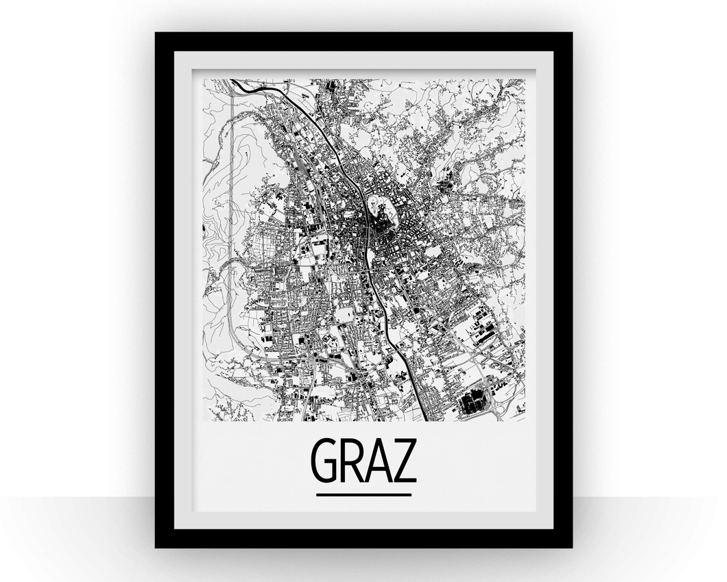 Graz Map Poster - austria Map Print - Art Deco Series