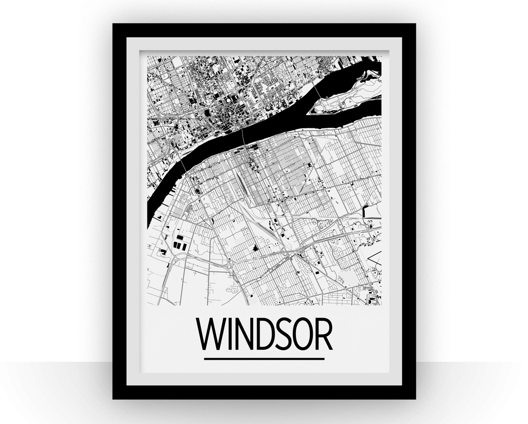 Windsor Ontario Map Poster - Ontario Map Print - Art Deco Series