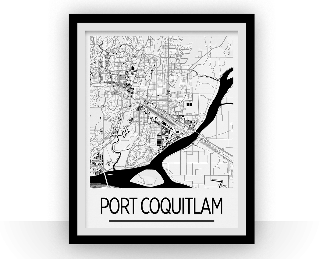 Affiche cartographique de Port Coquitlam British Columbia - Style Art Déco