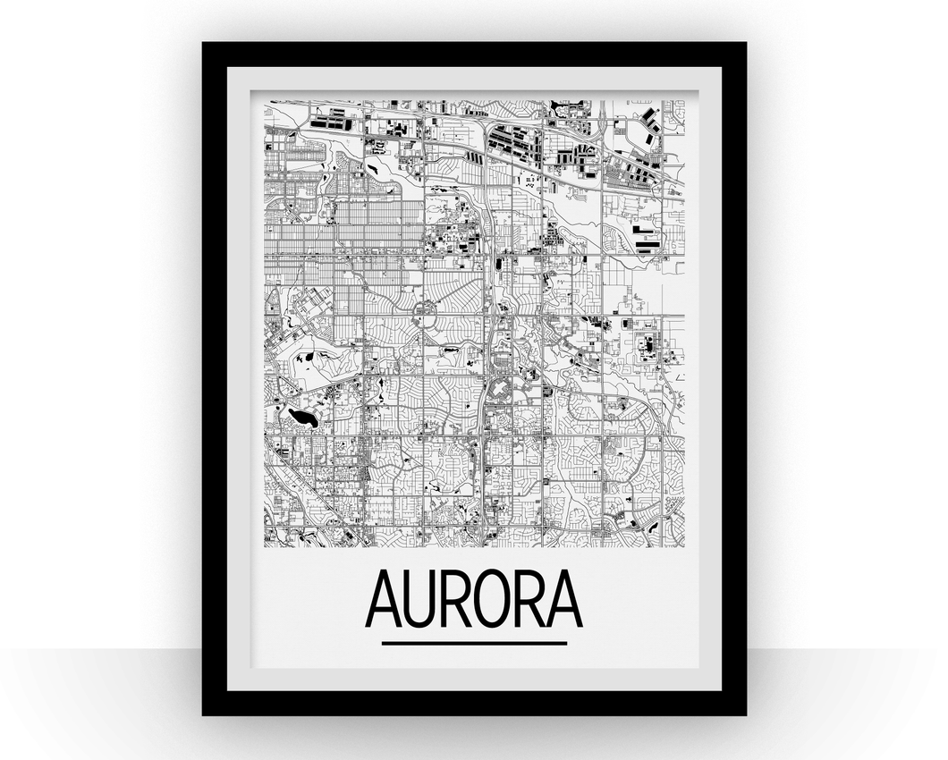 Affiche cartographique de Aurora Ontario - Style Art Déco