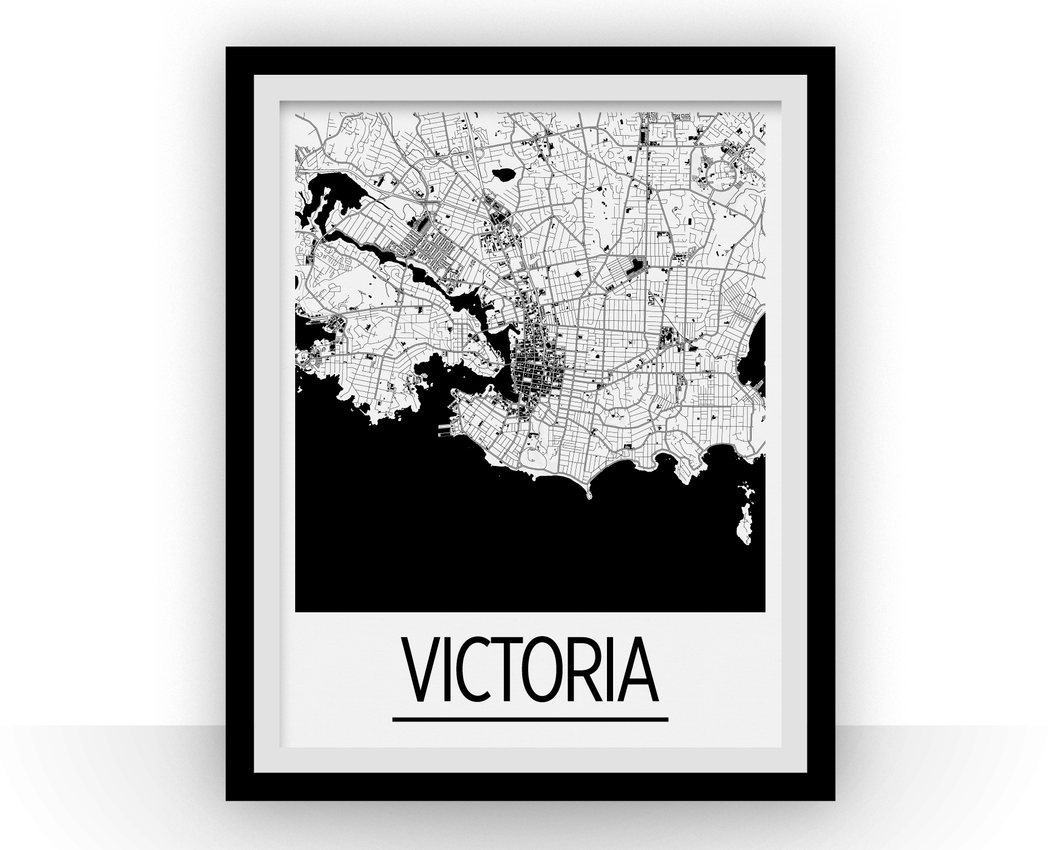 Victoria Map Poster - BC Map Print - Art Deco Series
