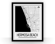 Load image into Gallery viewer, Hermosa Beach Map Poster - California Map Print - Art Deco Series
