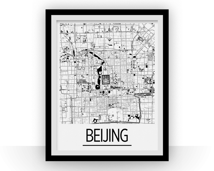 Beijing Map Poster - china Map Print - Art Deco Series