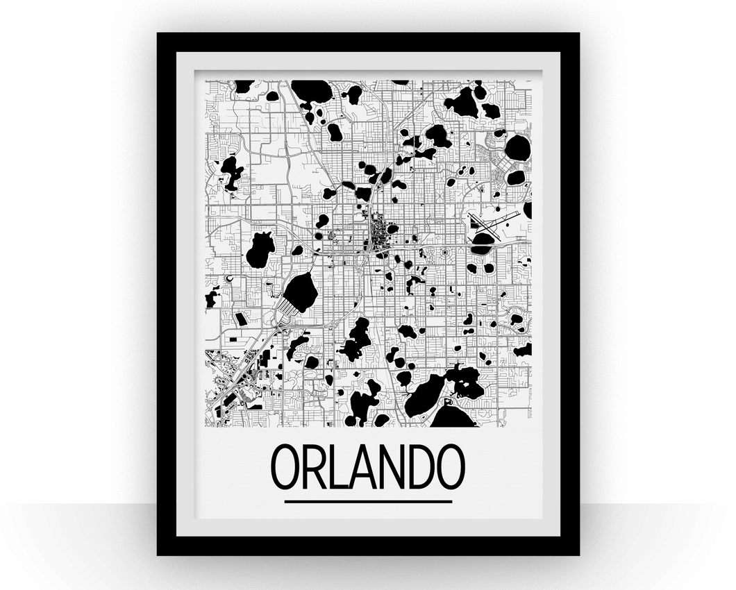 Orlando Map Poster - usa Map Print - Art Deco Series