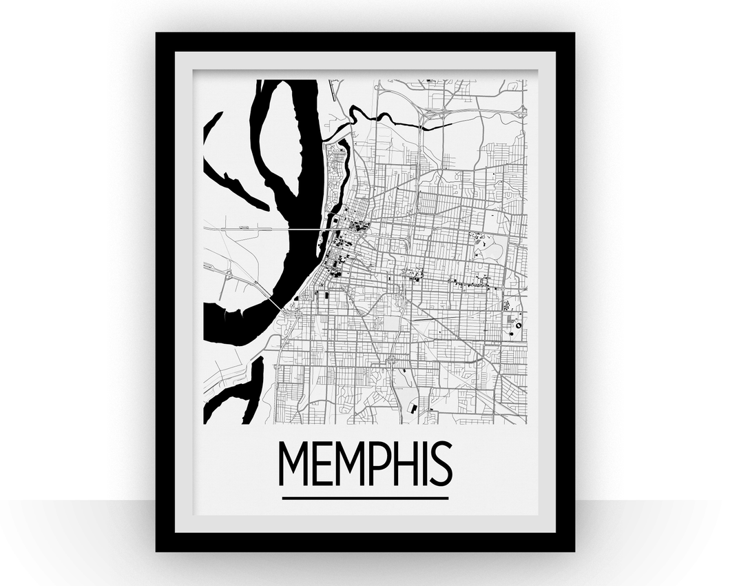 Memphis Map Poster - usa Map Print - Art Deco Series