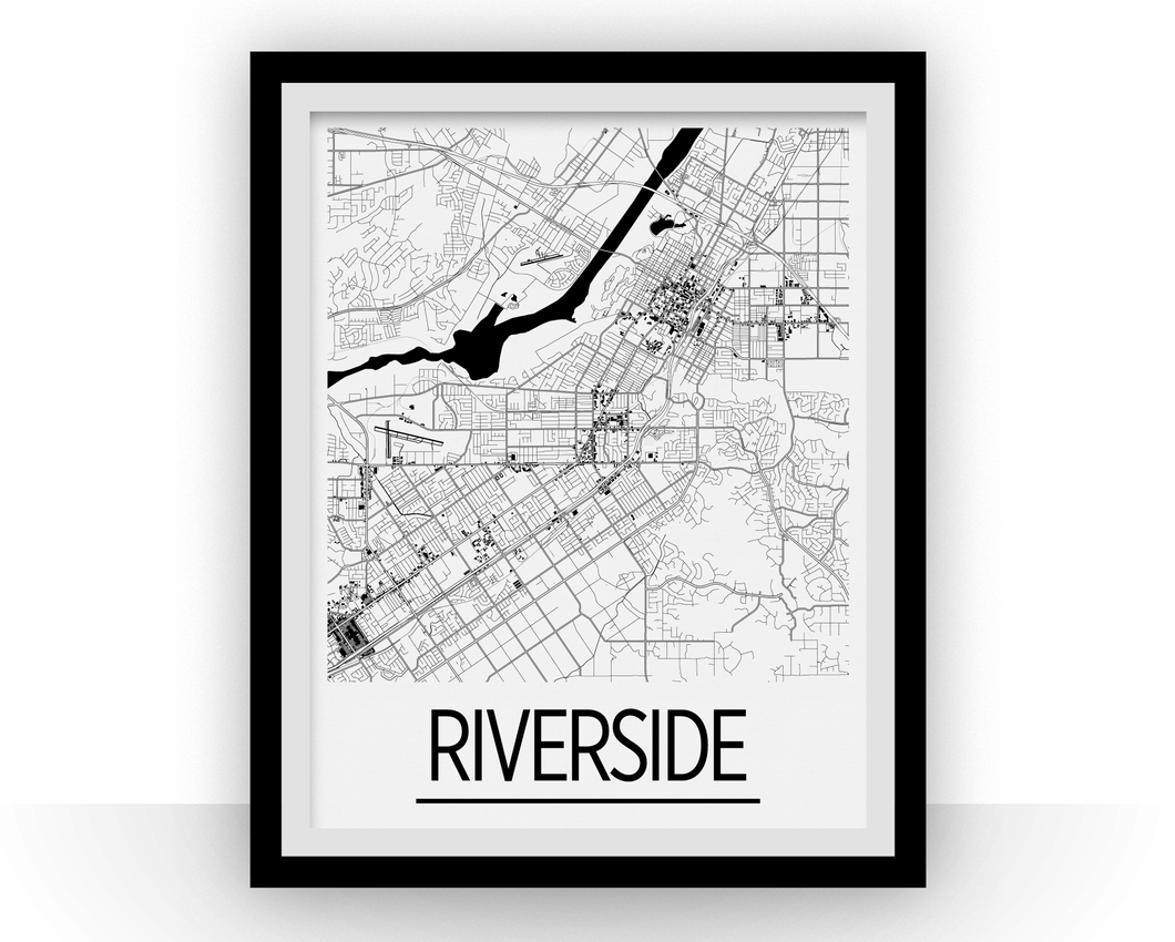 Riverside Map Poster - usa Map Print - Art Deco Series