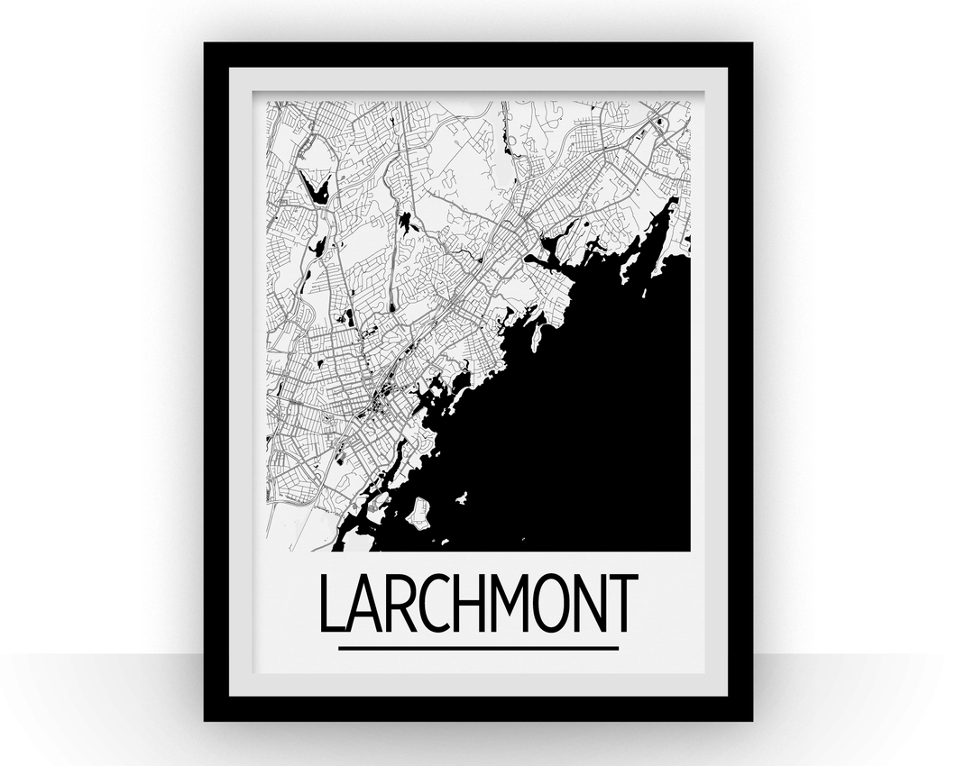 Larchmont NY Map Poster - New York Map Print - Art Deco Series