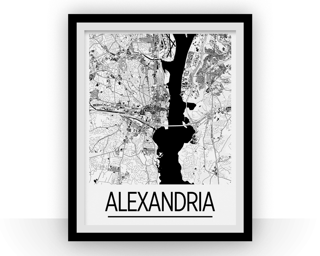 Affiche cartographique de Alexandria VA - Style Art Déco